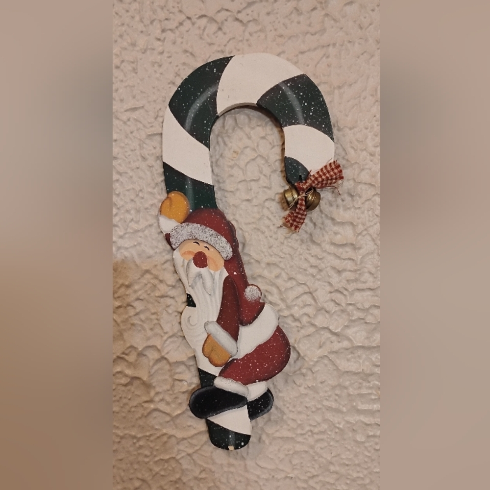 Vintage Handmade Wooden Candy Cane Wall/Door Christmas Decoration